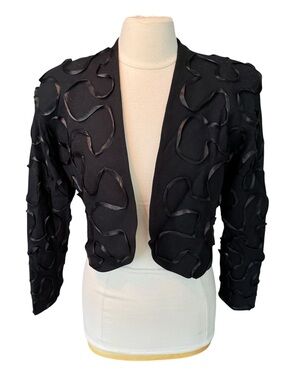 Vintage 80/90s Lilli Ann Black Jacket Cropped Bolero Mod Cocktail Sz XS/S
